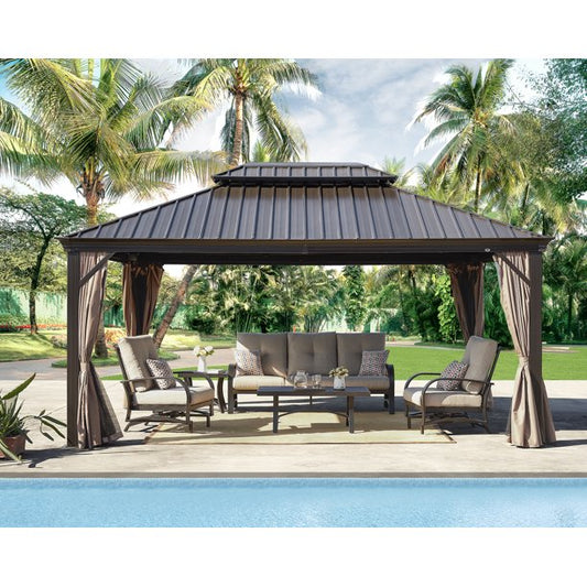 Peakhome Furnishings 12Ft x 16Ft Patio Hardtop Gazebo
