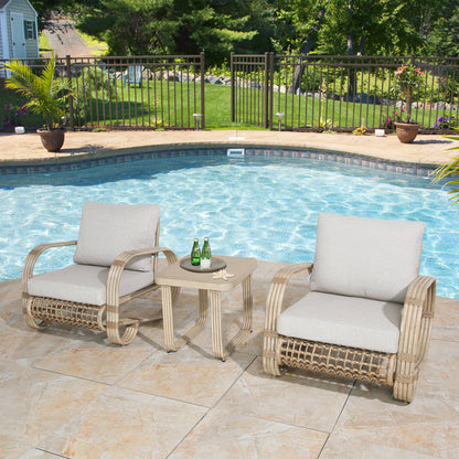Peakhome Furnishings Arsterie 3 Pieces Aluminum Patio Conversation Set