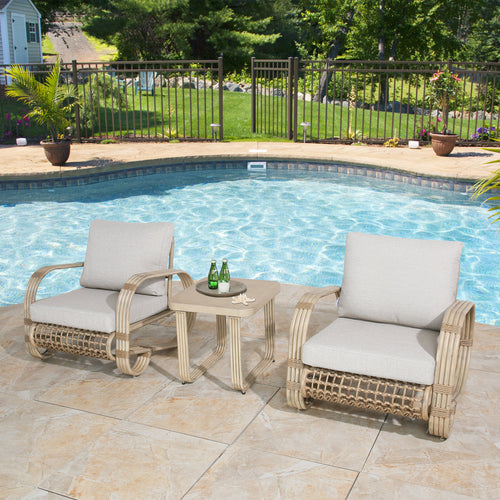 Peakhome Furnishings Arsterie 3 Pieces Aluminum Patio Conversation Set