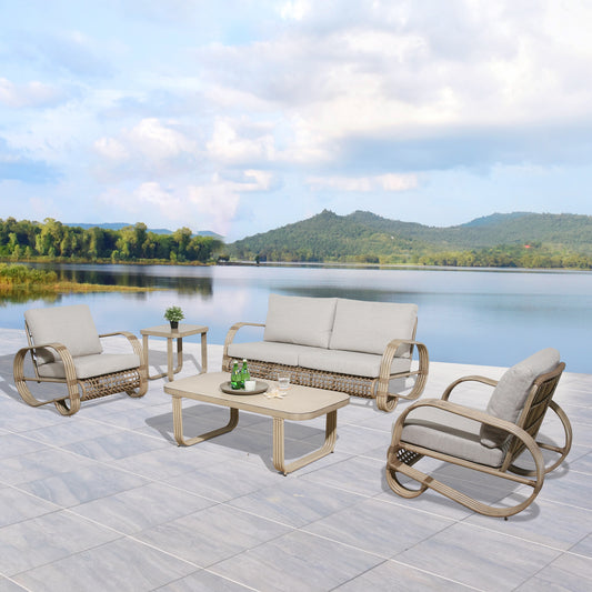 Peakhome Furnishings Arsterie 5-Pieces Aluminum Patio Conversation Set