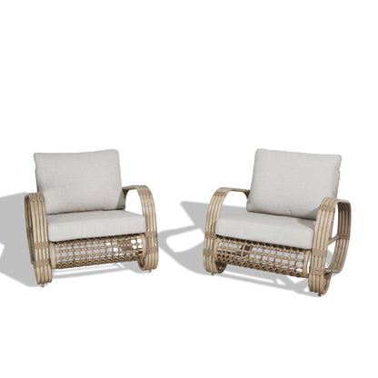 Peakhome Furnishings Arsterie Patio Hand-Brush Aluminum Club Chairs