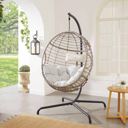 Peakhome Furnishings Indoor/Outdoor Wicker Hanging Basket Swing Chair