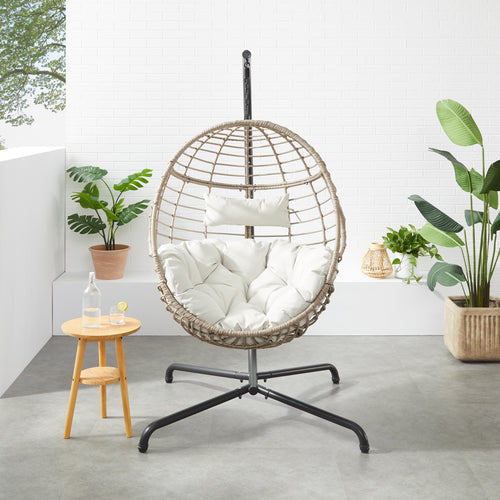 Peakhome Furnishings Indoor/Outdoor Wicker Hanging Basket Swing Chair