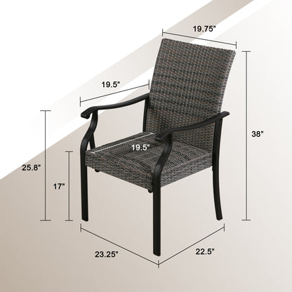 PEAKHOME Pavane 2-Piece Patio Wicker Dining Chair Set Padded with Quick Dry Foam