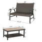 2 Pieces Patio Wicker Padded Conversation Set Indoor Outdoor Metal Seating Group with Loveseat and Alucobond Coffee Table