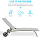 2 Pieces Patio Aluminum Chaise Lounger Outdoor Adjustable Lounge Chair with Wheels (Light Grey)