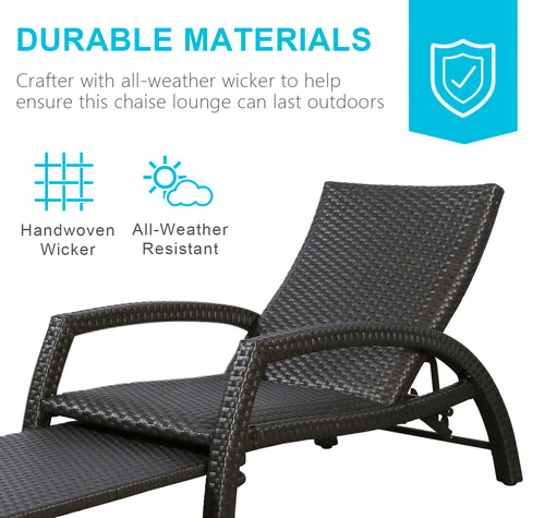 Chambray Outdoor Aluminum Woven Padded Chaise Lounge Set with Retractable Ottoman