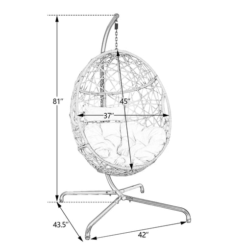 Peakhome Furnishings Outdoor/Indoor Rattan Hammocks Basket Swing Egg Chair with Stand