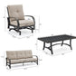 4 Pieces Outdoor Patio Aluminum Conversation Seating Group with Motion Rocking Chairs, Sunbrella Cushions and Coffee Table for 5 Person