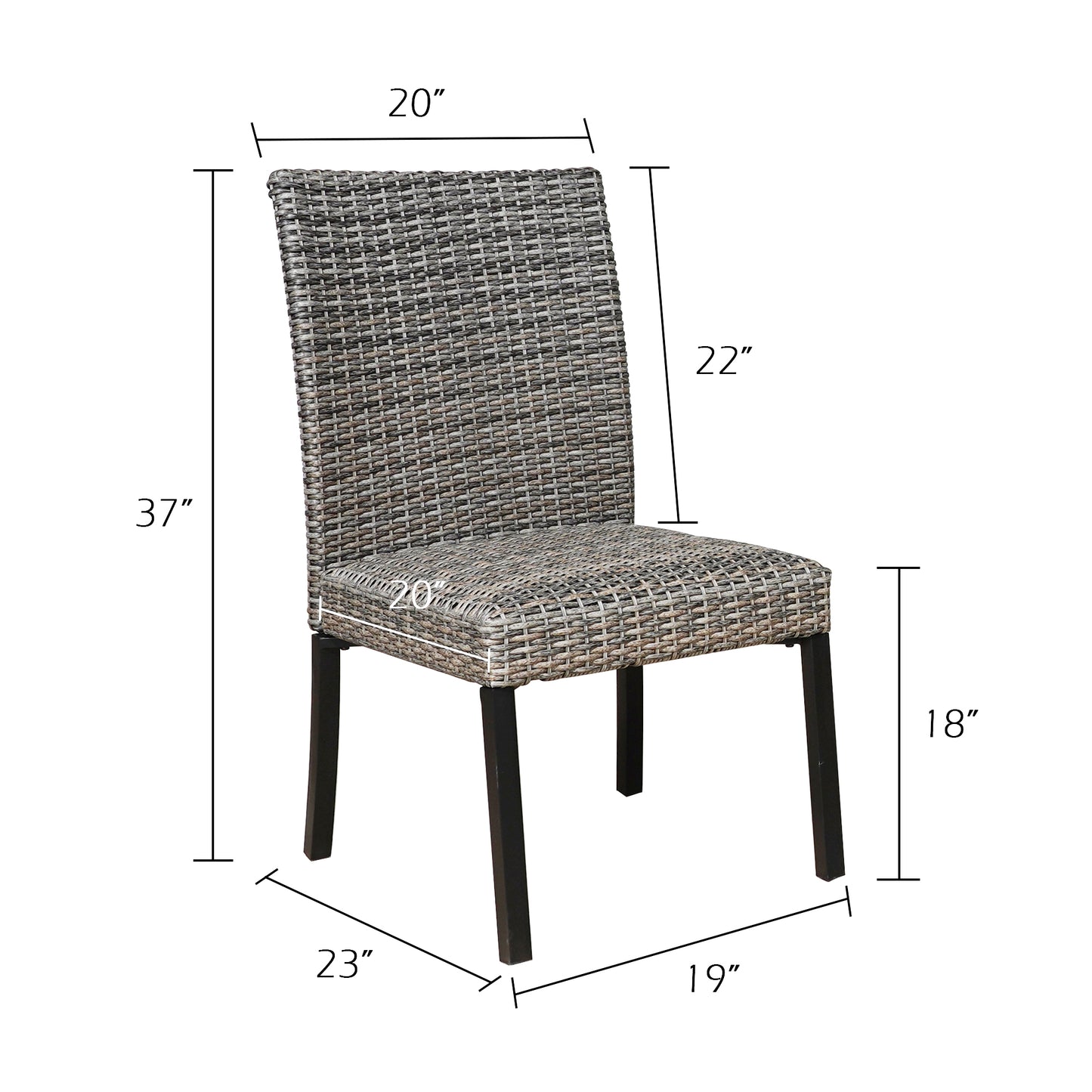 Patio Wicker Dining Chairs Outdoor Heavy-Duty Steel Frame Rattan Chairs with Quick Dry Foam Filling and Curved Backrest, Set of 2
