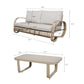 2 Pieces Patio Aluminum Conversation Set Outdoor Loveseat Sofa and coffee table with Wicker Decoration and Cushions