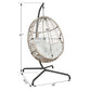 Patio Wicker Hanging Basket Swing Chair Indoor Outdoor Rattan  Hammock Egg Chair with Stand and Cushion, Beige